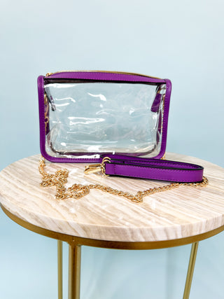 Purple See-Through Style Clear Gameday Crossbody