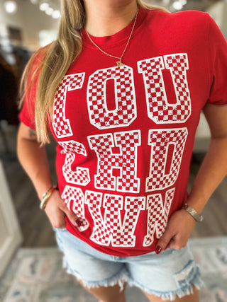 Red Checker Touchdown Tee