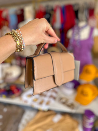 Taupe Capri Satchel Crossbody Strap Bag