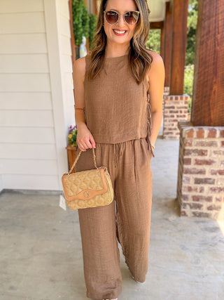 Mocha Barefoot Breeze Side Tie Top