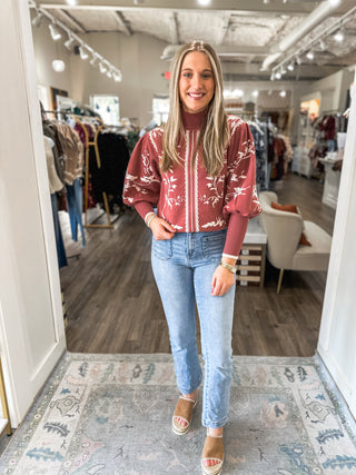 Mauve Forever Yours Balloon Sleeve Sweater