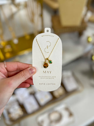 May Green Agate Birthstone Necklace