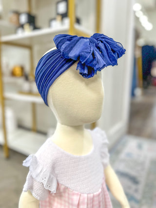 Navy Frilly Frou Ruffle Headband Bow