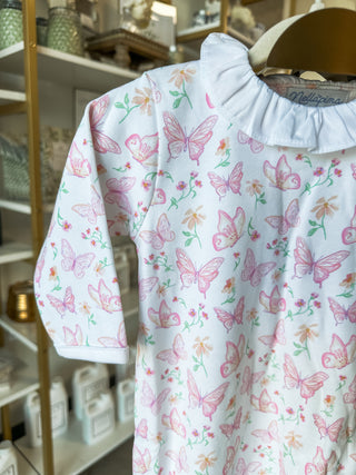 Butterflies Print Crossover Footie