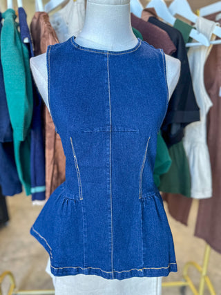 Denim Tailored & Timeless Peplum Top