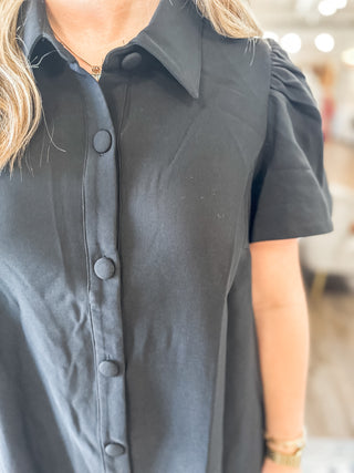 Midnight Charm Button Down Collared Dress