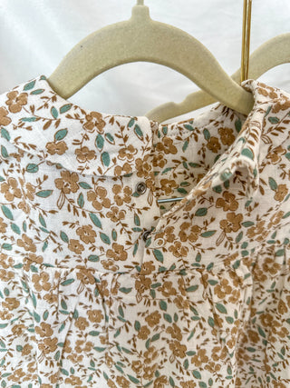 Bitty Brown Floral Peter Pan Collar Dress & Diaper Cover