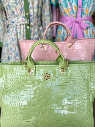 Lime Patent EC Missy Tote | Caroline Hill