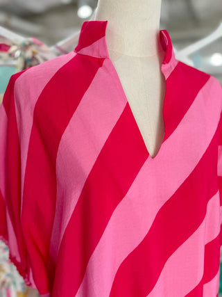 Pink & Red Lucky You Stripe Midi Dress