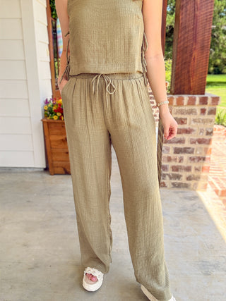 Olive Relaxed Linen Pants