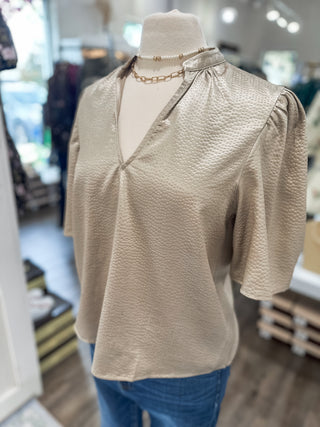 Taupe Love Story Short Sleeve Top