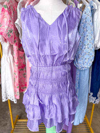 Soft Shine Lilac Ruffle Mini Dress