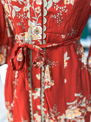 Brick Willow Breeze Midi Dress