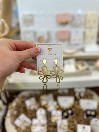 Emberlynn Gold Flower Drop Earrings