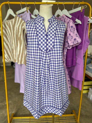 Purple Southern Grace Gingham Mini Dress