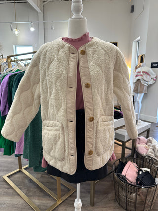 Ivory Bubble Quilted Sherpa Shacket