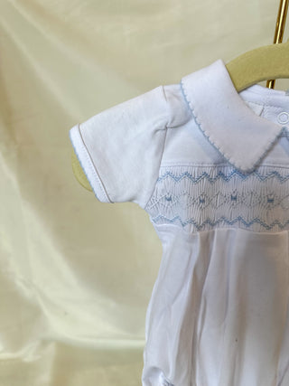 Blue Landon's Classics Smocked Short Sleeve Bubble