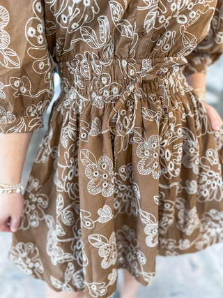 Brown Blossom Belle Mini Dress