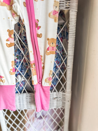 Pink Teddy Bears 2 Way Zipper Romper