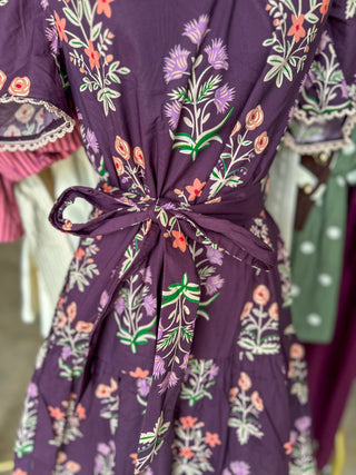 Plum Thistle & Bloom Floral Belted Mini Dress