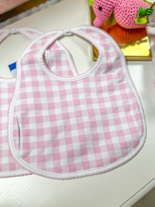 Pink Baby Checks Bib