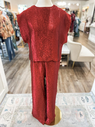 Burgundy Textured Holiday Spirit Pants Set