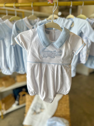 Light Blue Gator Applique Collared Bubble