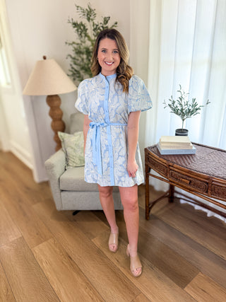 Blue Southern Social Tie Mini Dress