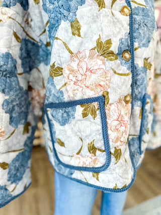 The Blue Morning Hydrangea Quilted Jacket