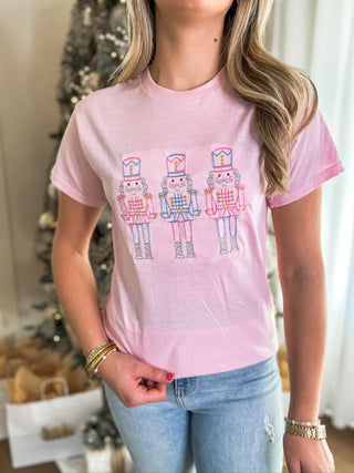 Candy Pink Colors Nutcracker Embroidered Tee
