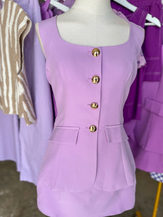 Lavendar Sweet & Sophisticated Crepe Romper Mini Dress
