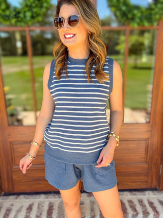 Denim Blue Slow Mornings Stripe Set