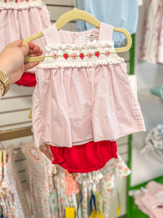Suntop & Bloomer Set with Strawberry Smocking