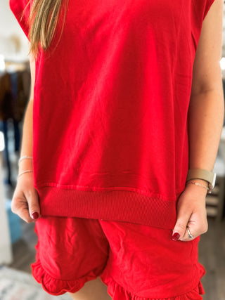 Down, Set, Hut Red Game Day Shorts Set