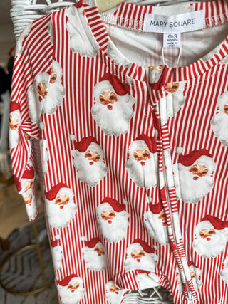 Red Baby Vintage Santa Zippie Pajama