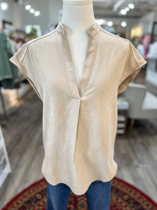 DOORBUSTER: Taupe Soft Matte Drop Shoulder Blouse