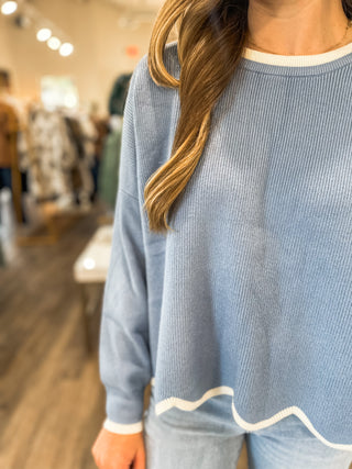 Blue/Cream Everyday Edge Sweater