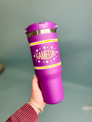 Purple/Gold Game Day Stainless Steel Straw Tumbler