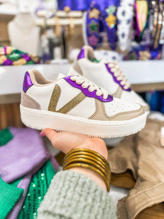 Ivy Louisiana Lady Purple and Gold Wedge Sneakers