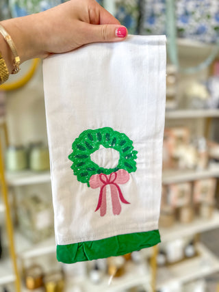 Sequin Wreath Tea Towel