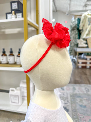Frilly Frou Mini BRIGHT RED Bow Headband