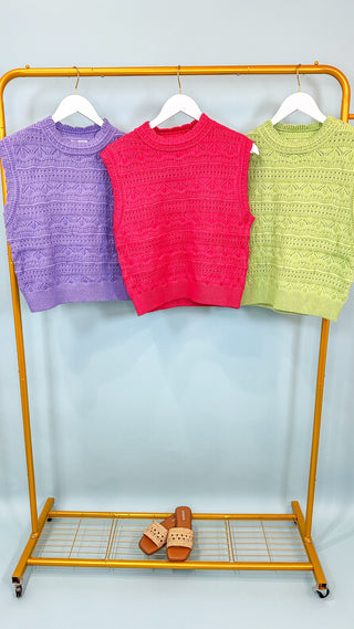 Iris Bloom Pointelle Sweater Vest