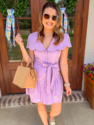 Lilac Love Story Scallop Collar Mini Dress