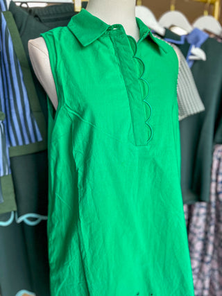 Green Charleston Charm Eyelet Trim Mini Dress