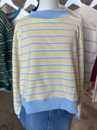 Sunny Side Yellow & Blue Stripe Pullover