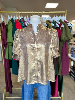 Gold Metallic Statement Blouse