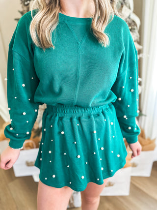Green Holiday Pearl Charm SKORT