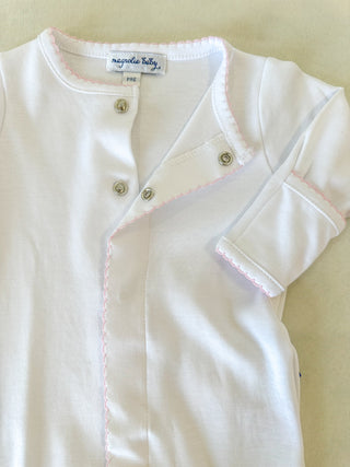 Classic Baby White & Pink Footie- Magnolia Baby