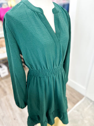 Sea Green Long Sleeve Savor the Moment Dress