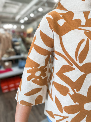 Golden Bloom Camel Mock Neck Sweater